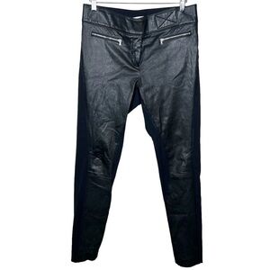 Kaufman Franco Womens Black Faux Leather Zipper Ponte Moto Grunge Pant Size 10